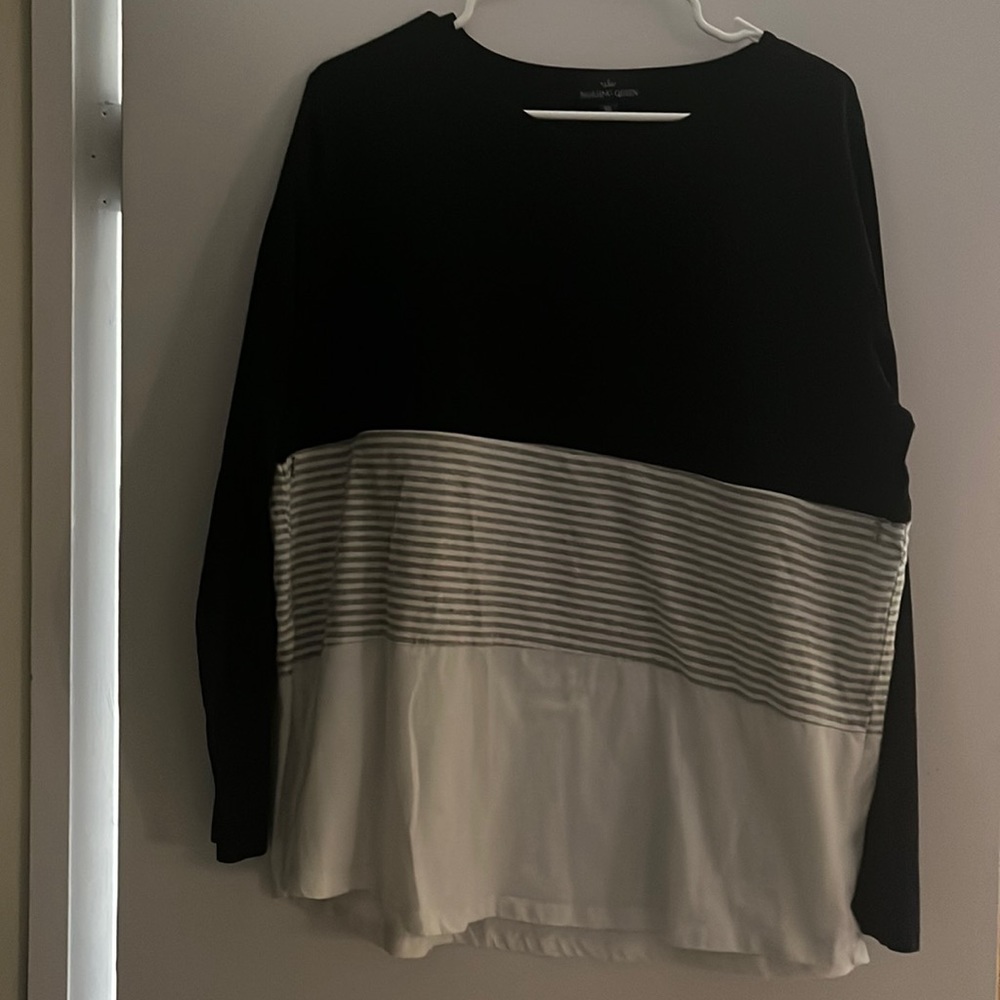 NURSING QUEEN XL LONG SLEEVE COTTON NURSING TOP- 3 BLOCK-BLACK